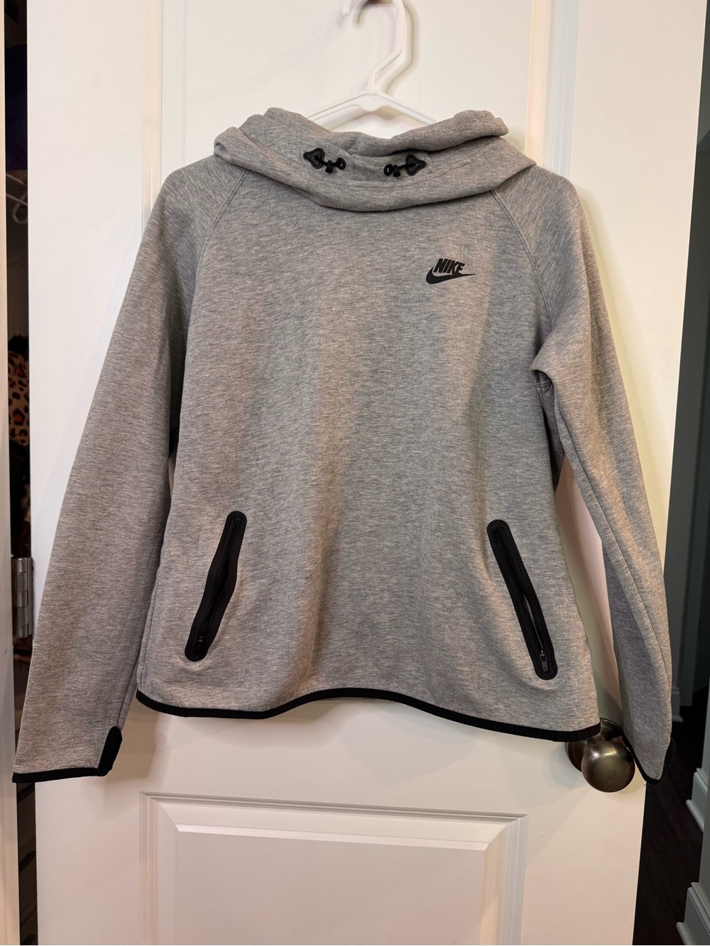 Nike Gray Pullover Hoodie with Black Accents